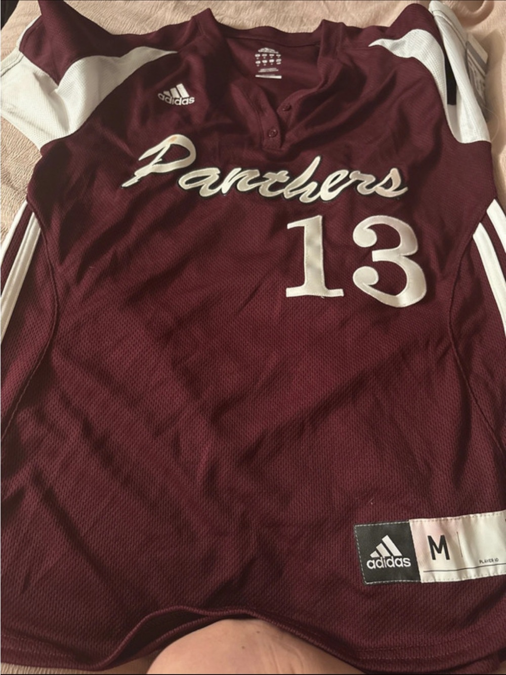 adidas Maroon and White Panthers #13 Athletic Jersey